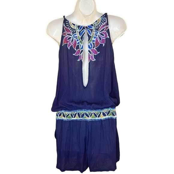 Trina Turk Lotus Batik Printed Sleeveless Romper, NWT Size Large - Picture 3 of 5